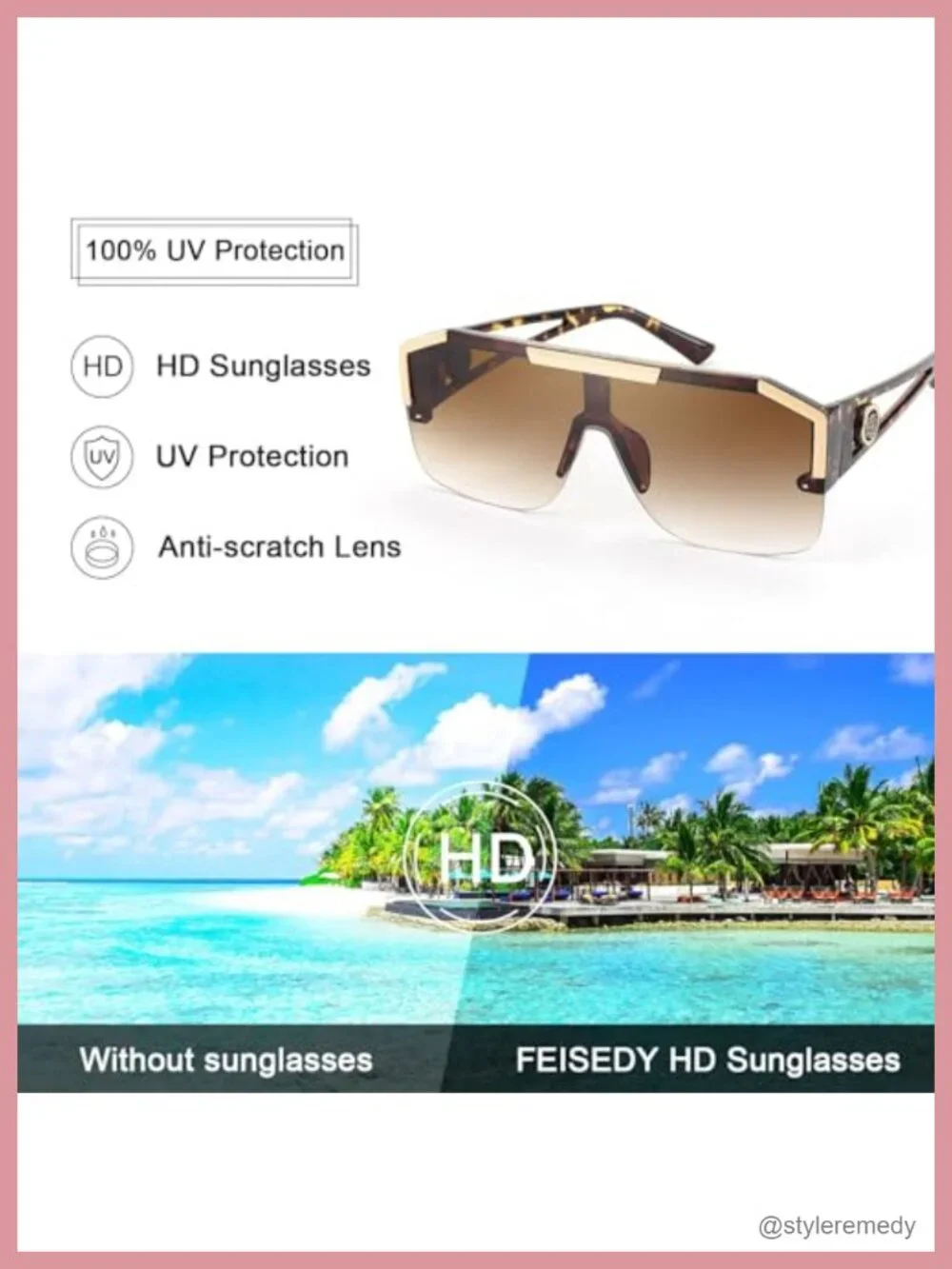 Square Oversized Shield Sunglasses Flat Top One Piece Lens UV400
